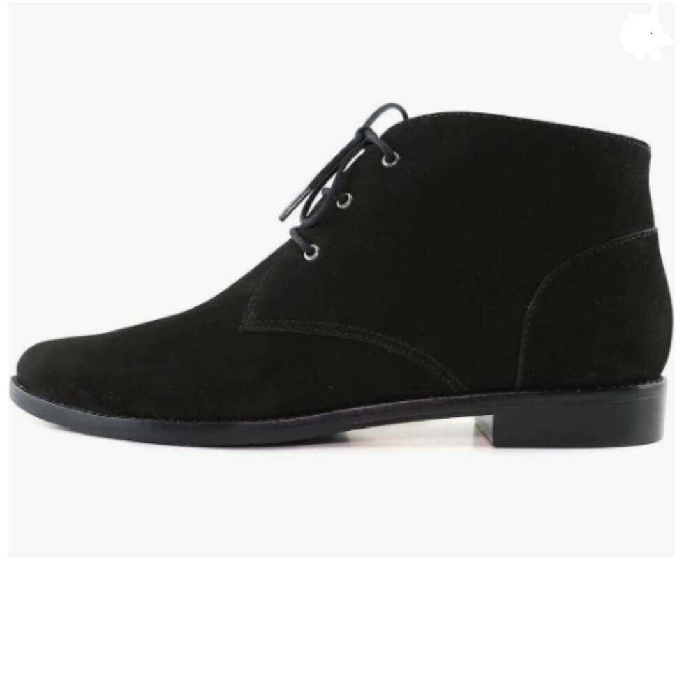 YDN Black Low Heel Pointy Toe Lace Up Chukka Ankle Boots Fall Winter Boot